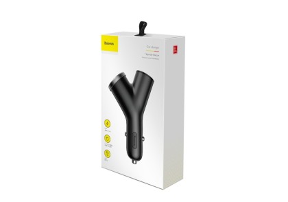 Автомобильное заряд. устр. + прикуриватель Baseus Y-type 2USB 3.4A  черное