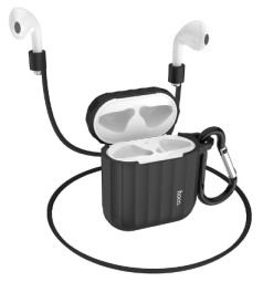 Силиконовый чехол для AirPods 1/2 Hoco WB10 черный