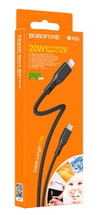 Usb Кабель-зарядка Type-C на Lightning Borofone BX66 20W 1м силиконовый черный