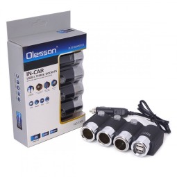 Разветвитель прикуривателя Olesson 1508 12/24В 3 гнезда + 2USB черный