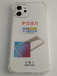 Чехол-накладка силикон i-Phone 12 Pro прозрачный противоударный с закрытой камерой тех.пак