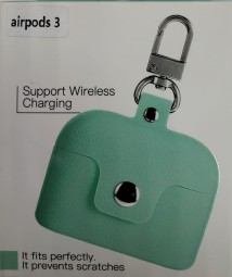 Силиконовый чехол для AirPods 3 с кнопкой и карабином бирюзовый