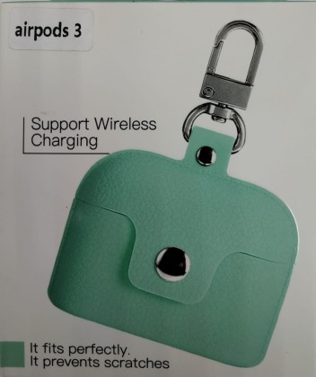 Силиконовый чехол для AirPods 3 с кнопкой и карабином бирюзовый