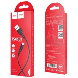 Usb Кабель-зарядка Type-C Hoco X25 Soarer 3A 1м силиконовый черный