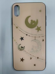 Накладка для i-Phone XS Max силикон со стеклом со стразами