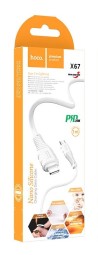 Usb Кабель-зарядка Type-C на Lightning Hoco X67 Nano 20W 1м мягкий силиконовый белый