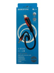 Кабель-переходник Borofone BL14 Lighting (папа) на AUX 3.5мм (папа) 1м  тканевой оплёт красно-черный