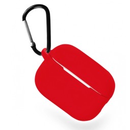 Силиконовый чехол для AirPods Pro 2 c карабином красный