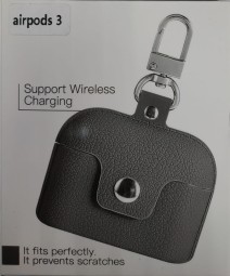 Силиконовый чехол для AirPods 3 с кнопкой и карабином серый