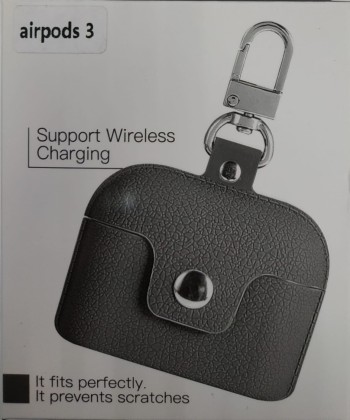 Силиконовый чехол для AirPods 3 с кнопкой и карабином серый