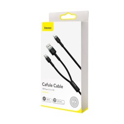 Кабель-переходник Baseus Cafule Lightning на Type-C/USB 1м CATKLF-ELG1 серо-черный
