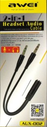 Разветвитель аудиокабель AWEI  наушники+микрофон аудиокабель AUX 3.5mm черный