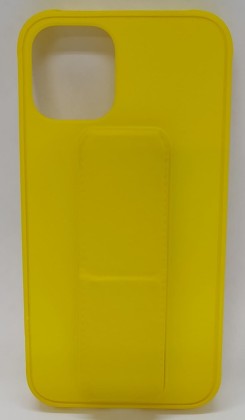 Накладка для i-Phone 12 mini 5.4" кожаная с держателем для руки желтая