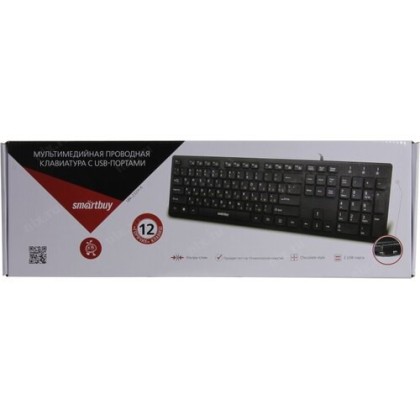 Клавиатура проводная Smartbuy 232 USB/104+12 клавиш/2USB-порта/1.5м, (SBK-232H-K) черная