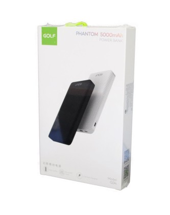 Powerbank GOLF G34 5000 mah + Кабель /In Micro usb /Type-C, Lightning/Out USB 2.1A/белый