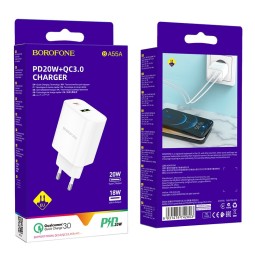 Сетевое зар. устр. Borofone BA55A 1USB/18W 1C/20W белое