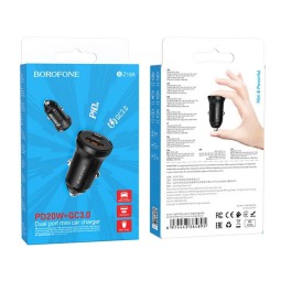 Автомобильное заряд. устр. Borofone BZ18A 1USB/1USB-C PD20W+QC3.0 черное