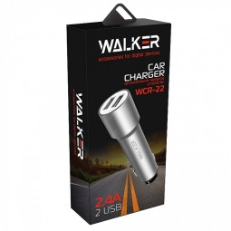 Автомобильное заряд. устр. Walker 2USB 2.4A WCR-22 серебристое