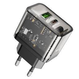 Сетевое зар. устр. Hoco N34 1USB/1USB-С QC3.0/PD 18W/20W прозрачное