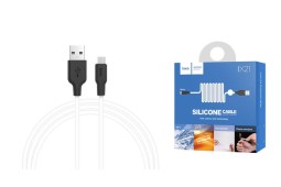 Usb Кабель-зарядка Micro Hoco X21 2A 1м мягкий силиконовый белый
