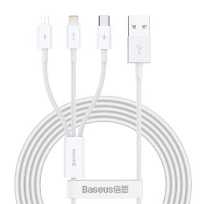 Кабель-зарядка Baseus Superior 3в1 i-Phone/Type-C/Micro 3.5A 1м P10320105221-00 белый
