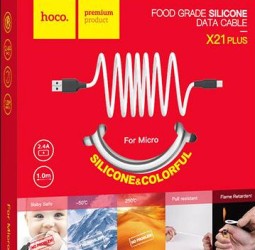 Usb Кабель-зарядка Micro Hoco X21 Plus Silicone 2.4A 1м мягкий силиконовый белый