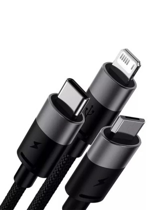 Usb Кабель-зарядка Micro+Lightning+Type-C Baseus StarSpeed 3.5A 0.6м чёрный
