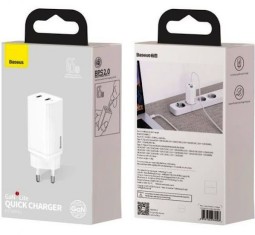 Сетевое зар. устр. Baseus GaN2 Lite Quick Charger 2C 65W (CCGAN2L-E02) белое