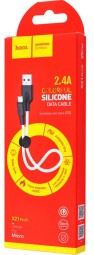 Usb Кабель-зарядка Micro Hoco X21 Plus 25см силиконовый, белый