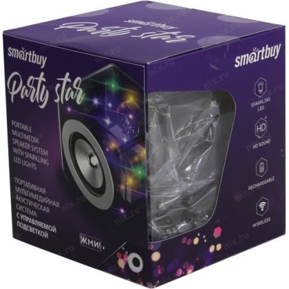 Bluetooth колонка Smartbuy Party Star (SBS-500) BT5.0/10Вт/1200mAh/5ч/FM/RGB-подсветка прозрачная