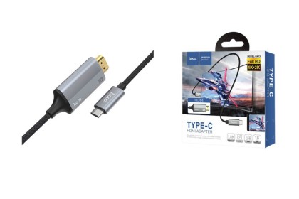 Кабель-переходник Hoco UA13 Type-C (папа) на HDMI 4K (папа) 1.8м серый