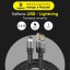 Usb Кабель для зарядки Apple Lightning Baseus 2.4A Cafule 1м черный - в тканевой оплётке