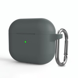Силиконовый чехол для AirPods 3 c карабином темно-серый
