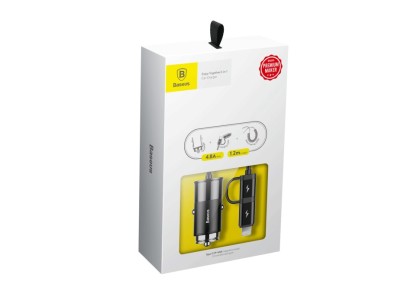 Автомобильное заряд. устр. Baseus Enjoy 1USB 2.4A с каб. Type-C/Lightning (CCALL-EL01) черное