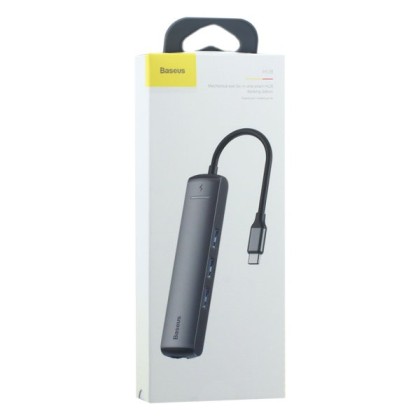 Переходник Baseus Mechanical Eye 6в1 Type-C на 3xUSB3.0/HDMI/RJ45/Ethernet (CAHUB-J0G) серый