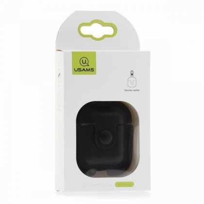 Кожаный чехол для AirPods Usams US-BH475 черный