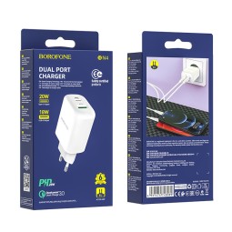 Сетевое зар. устр. Borofone BN4 1USB 18W 1C 20W белое