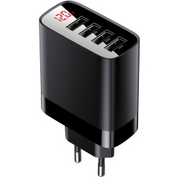 Сетевое зар. устр. Baseus Mirror Lake Digital Display 4USB 30W (CCJMHB-B01) черное