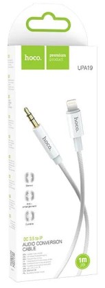 Кабель-переходник Hoco UPA19 Lighting (папа) на AUX 3.5мм (папа) 1м серебристый