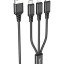 Универсальный кабель для зарядки 3в1 Hoco Strong Micro/Lightning/Type-C 1м черный в оплетке