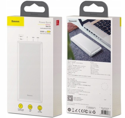 Powerbank Baseus Mini JA 30000mAh 2USB/USB-C 3A (PPJAN-C02) белый