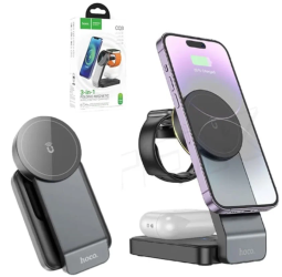 Беспроводное зарядное устройство 3in1 смартфон/Watch/AirPods Hoco CQ1 15W черное