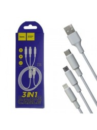 Usb Кабель-зарядка Micro Hoco X25 3в1 Micro/Lightning/Type-C 1м белый