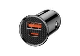 Автомобильное заряд. устр. Baseus Circular Plastic 1USB/1C 30W  черное