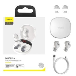 Мобильная Bluetooth-гарнитура Baseus Encok WM01 Plus BT5.0/40mAh (800mAh)/5ч (NGWM01P-02) белая