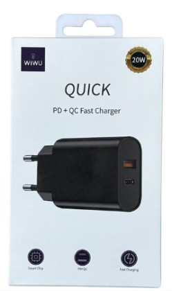 Сетевое зар. устр. WIWU 1USB/1C 20W Wi-U002 черное