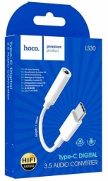 Кабель-переходник Hoco LS30 Type-C (папа) на AUX 3.5мм (мама) белый
