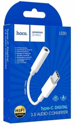 Кабель-переходник Hoco LS30 Type-C (папа) на AUX 3.5мм (мама) белый