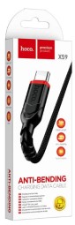 Usb Кабель-зарядка Type-C Hoco 3A 1м в тканевой оплётке черный