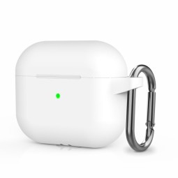 Силиконовый чехол для AirPods 3 c карабином белый